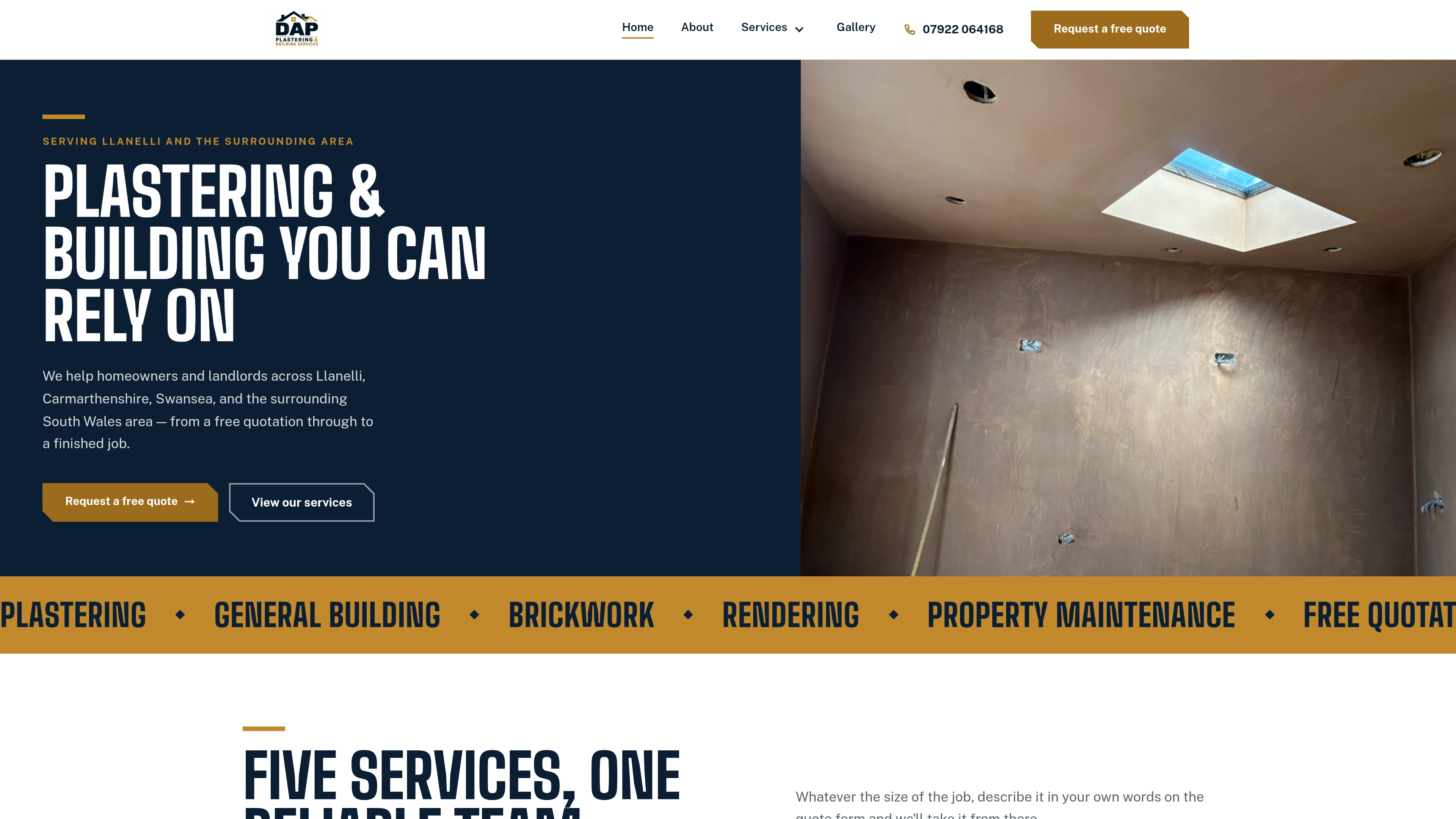 DAP Plastering website homepage